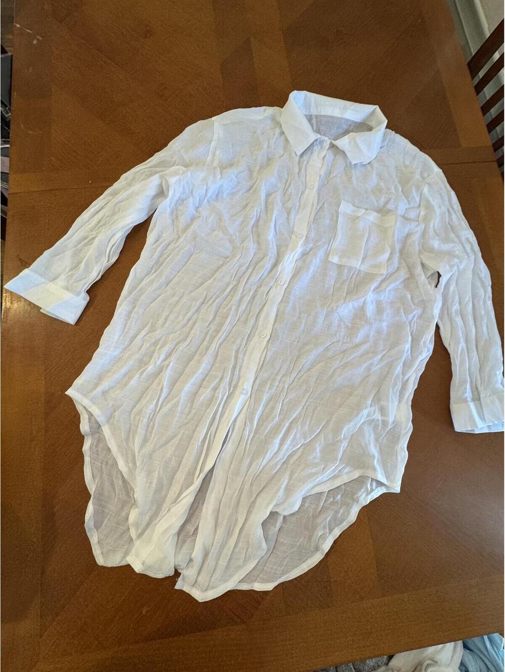 White Long Sleeve Button-Up Shirt Dress
